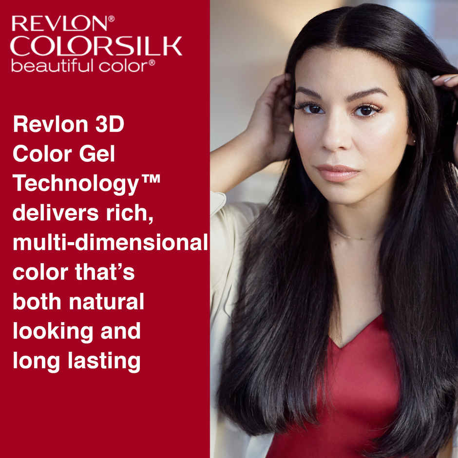 Revlon ColorSilk Hair Color with Keratin - 1WN Soft Black - (with Outrageous Shampoo 90 ml)