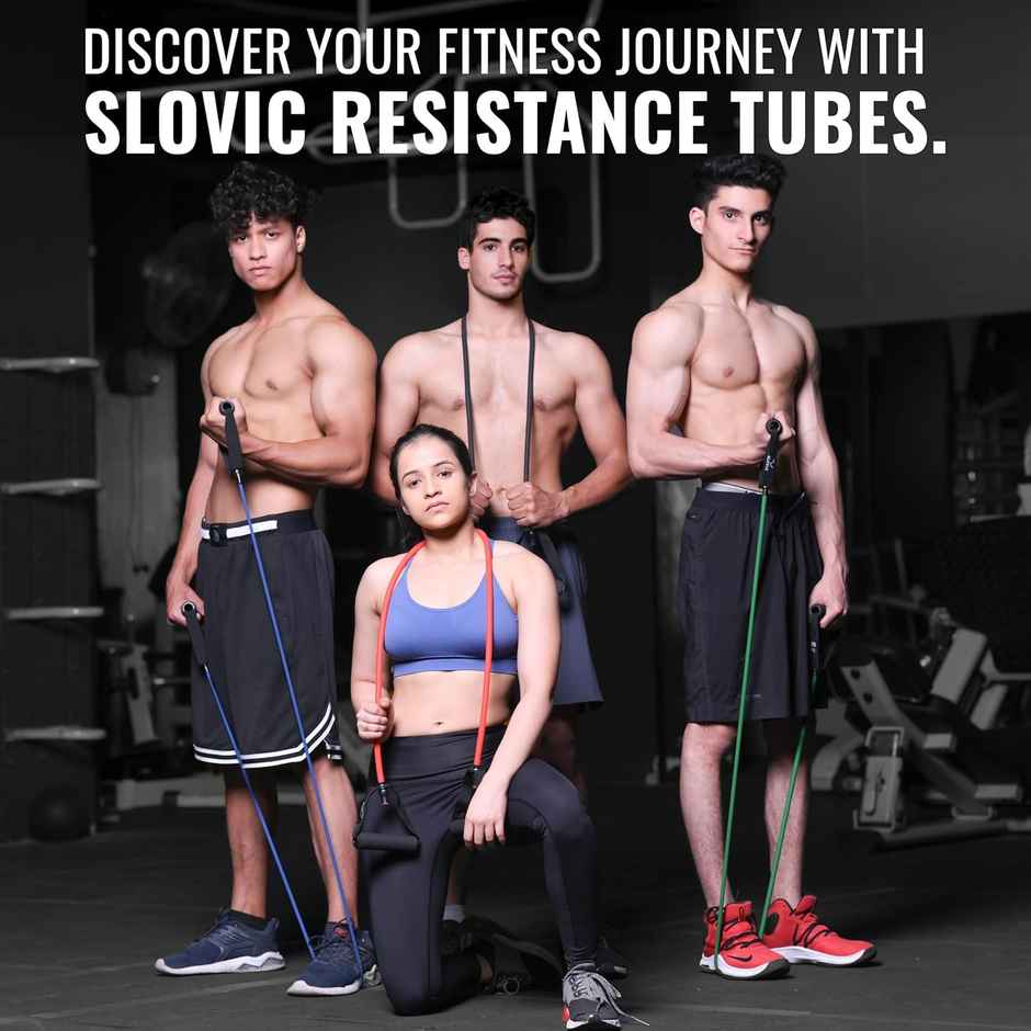 Slovic Tube Resistance Band for Full Body Workout & Exercise-Natural and Unbreakable Rubber