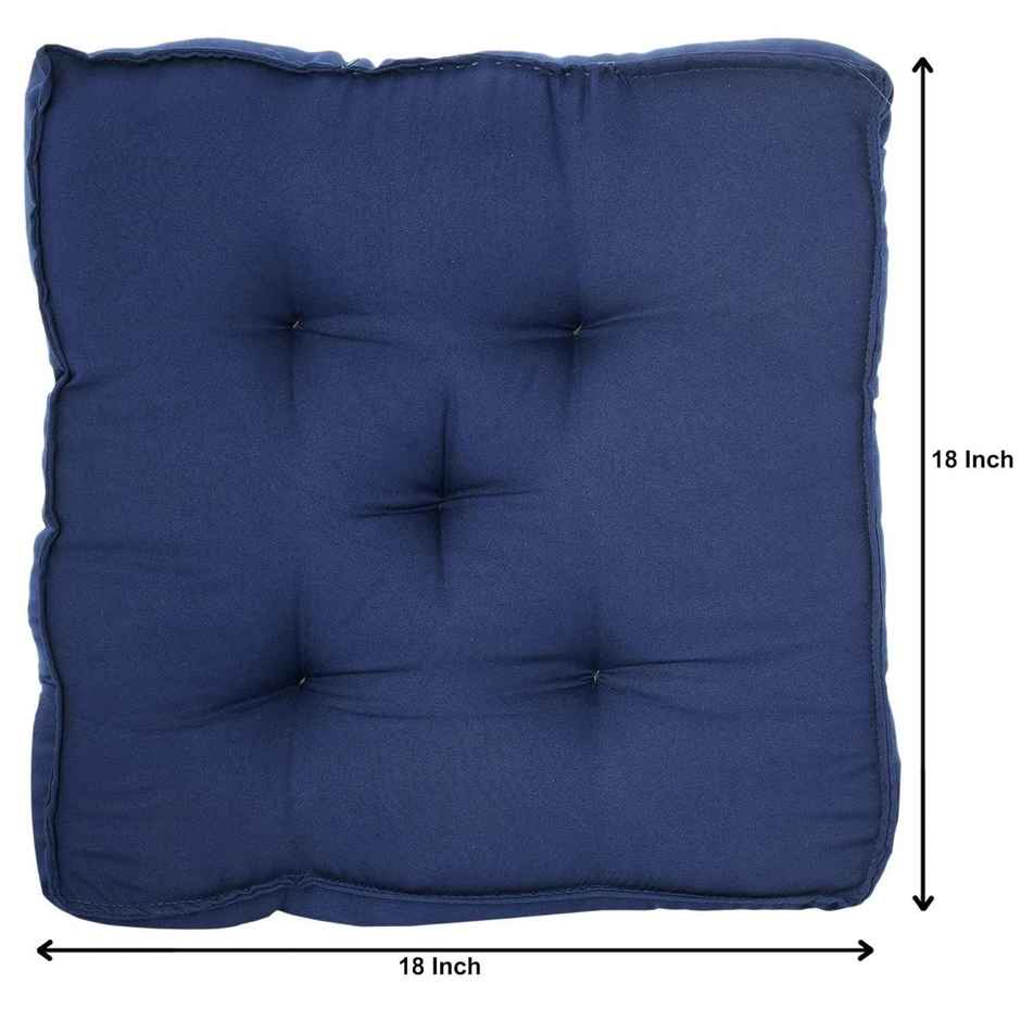 Kuber Industries Microfiber Square Chair Pad | Seat Cushion for Car | Office 18x18 Inch (Navy Blue)