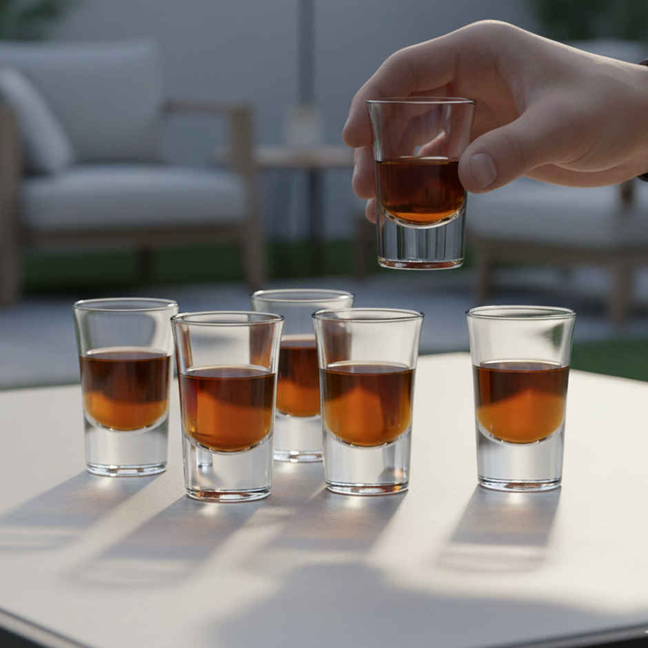 Hot Shot Glass Tumbler Set | 30 ml | Elegant Design | Durable | Dishwasher Safe | Roxx