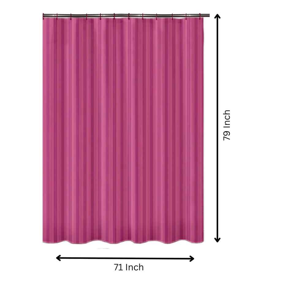 Lushomes Shower Curtain - Striped Pink Satin Stripe | 12 Eyelets | Hooks | 6 x 6.5 ft
