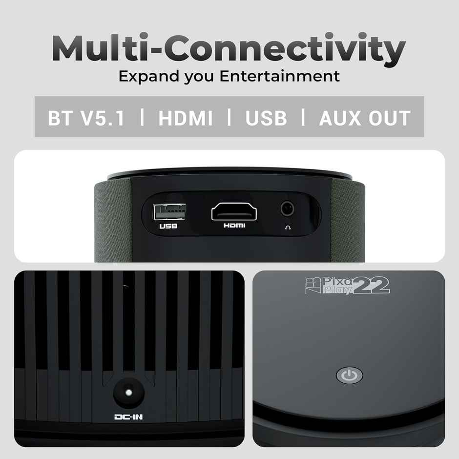 Zebronics Pixaplay 22, Smart Projector, 3400 Lumens, 4K Support,160 Inch Screen Size, Miracast