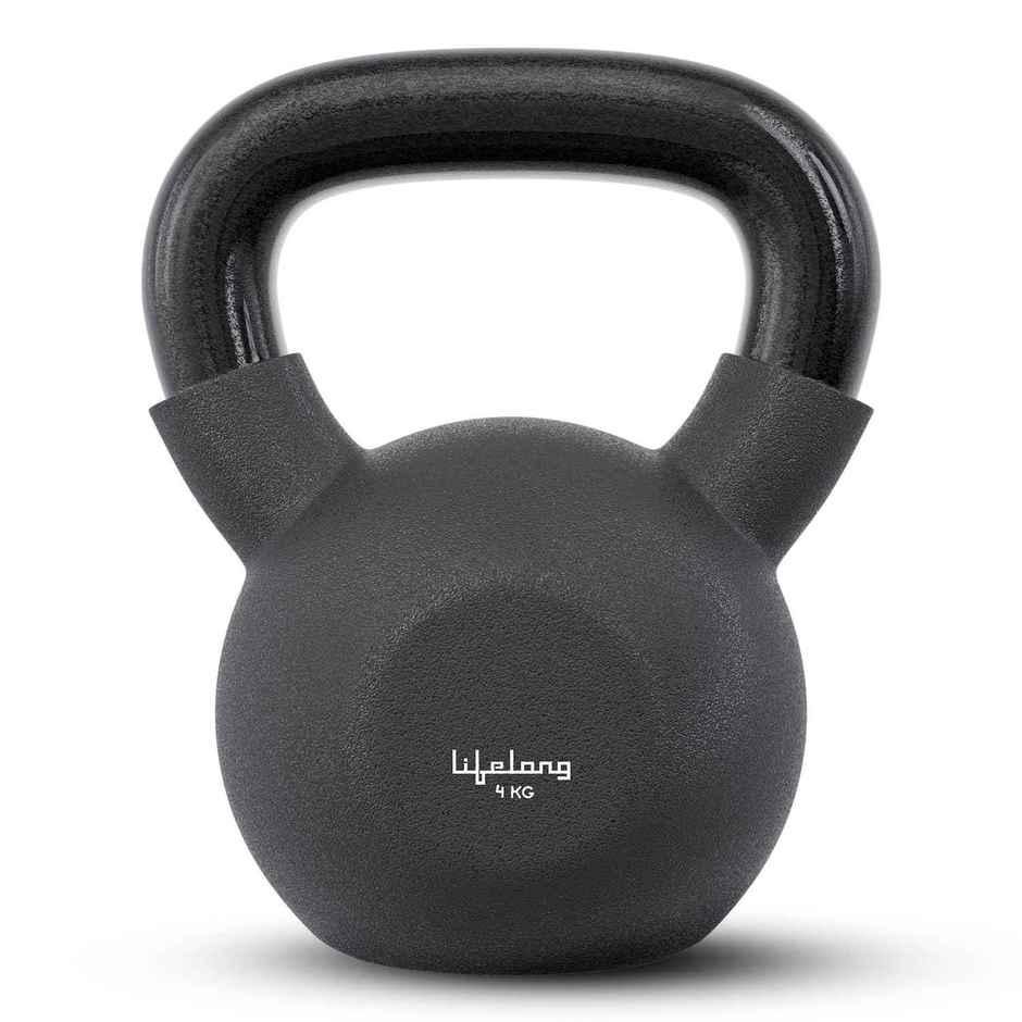 Lifelong Neoprene Cast Iron Kettlebell for Workout | Black | 4 kg