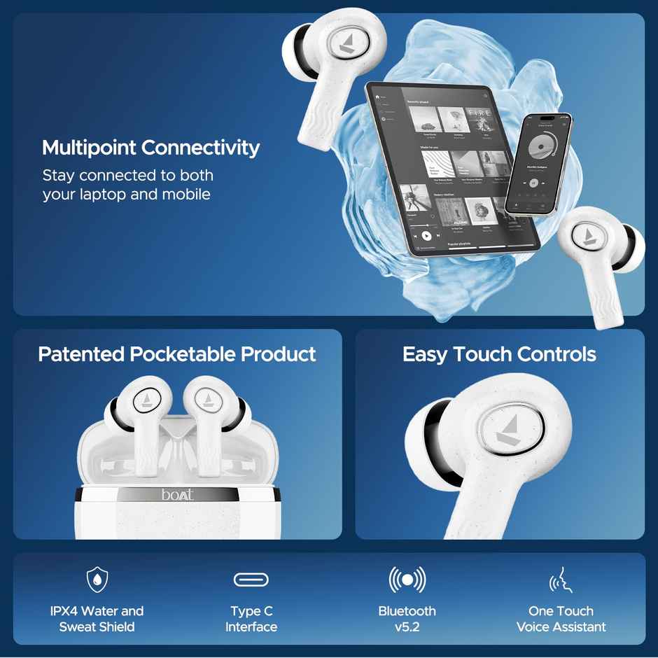 boAt Nirvana Ion ANC TWS Earbuds w/ 120H Playtime, ANC upto 32dB & In-Ear Detection (Quartz White)