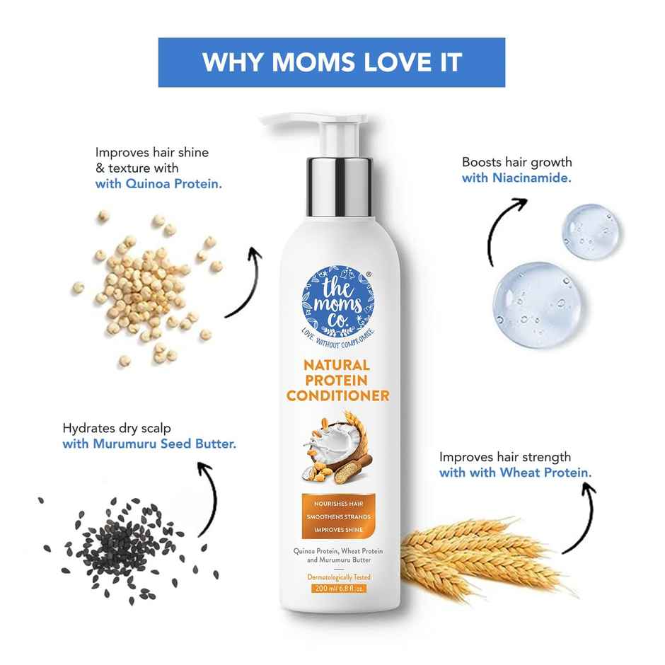 The Moms Co. Natural Protein Conditioner With Wheat & Silk Proteins Argan Oils Murumuru Seed Butter