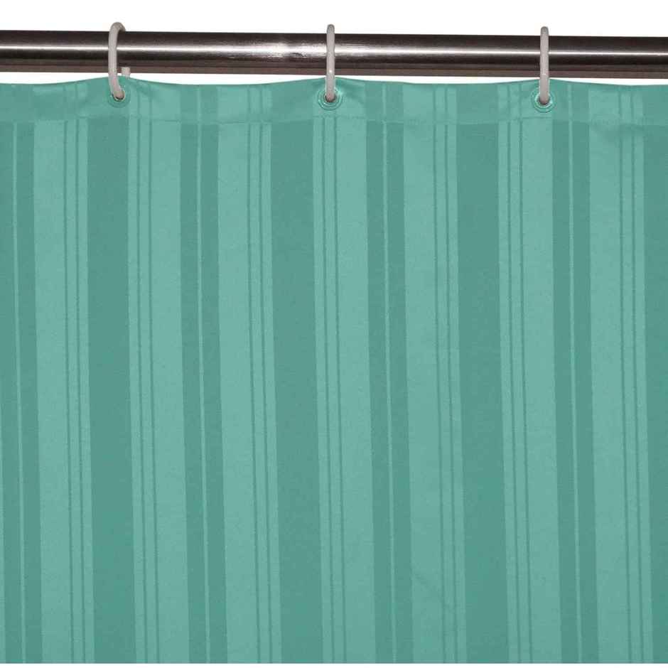Lushomes Shower Curtain - Striped Green Thin Stripe | 12 Eyelets | Hooks | 6 x 6.5 ft
