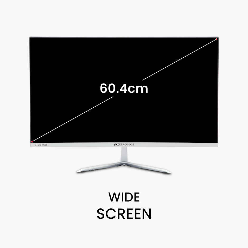 Zebronics A24 FHD LED 24" Monitor | 1920x1080 | 240 Nits | HDMI & VGA | Speakers | Slim Bezel