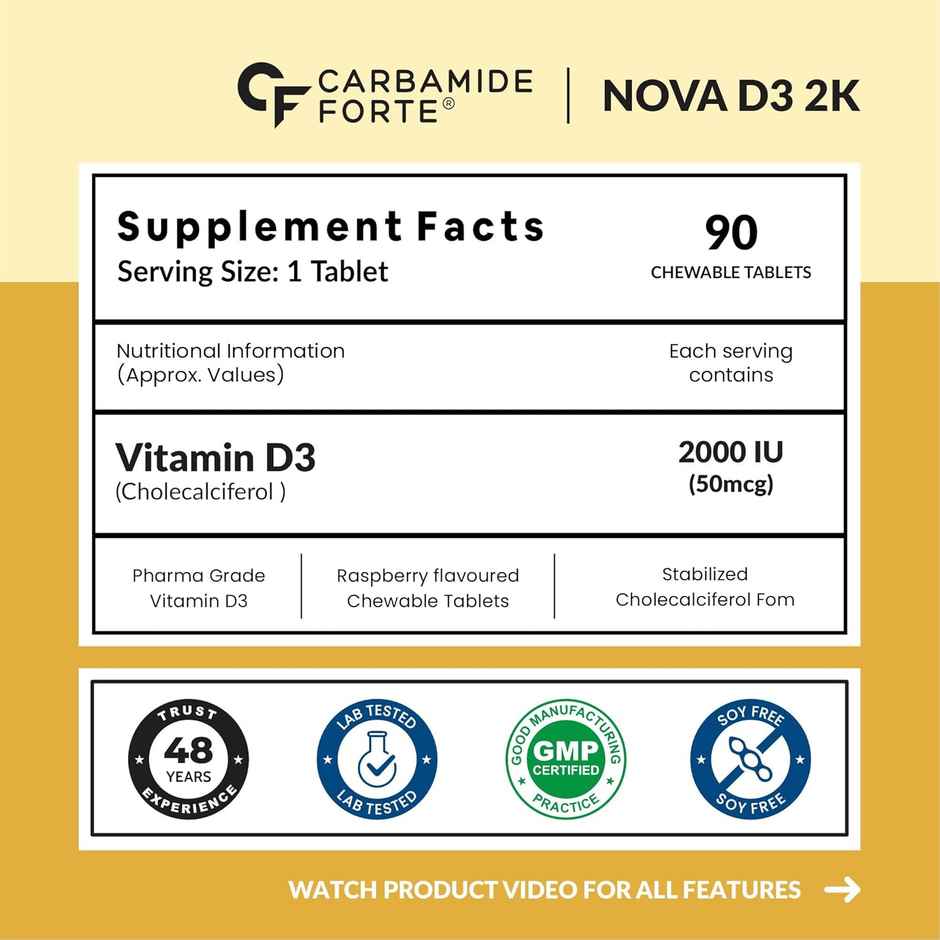 Carbamide Forte Vitamin D3 2000 IU | Bone & Immune Health | 90 Tablets