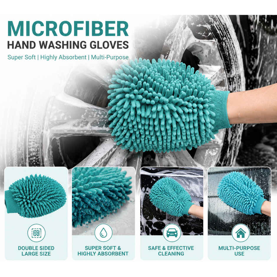 SE7EN Microfiber Cleaning Hand Gloves - Dusting Gloves for Furniture & Car Cleaning