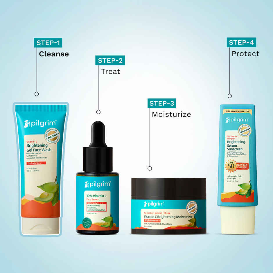 Pilgrim Vitamin C Brightening Gel Face Wash Brightens, Exfoliates, Evens Tones & Reveals Glowing Skin
