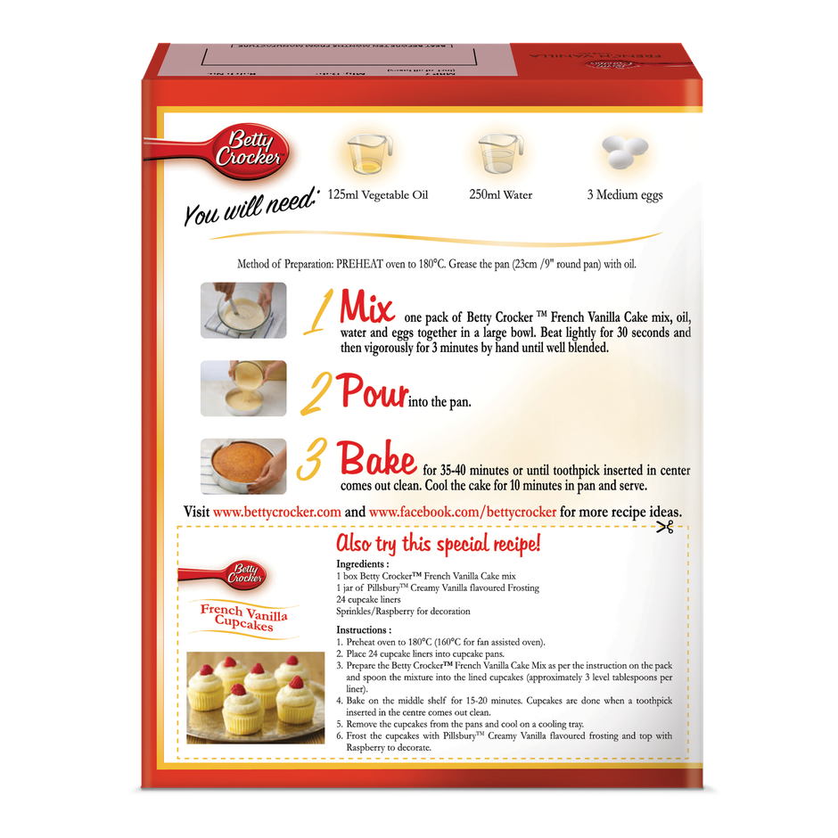 Betty Crocker French Vanilla Instant Cake Mix Powder