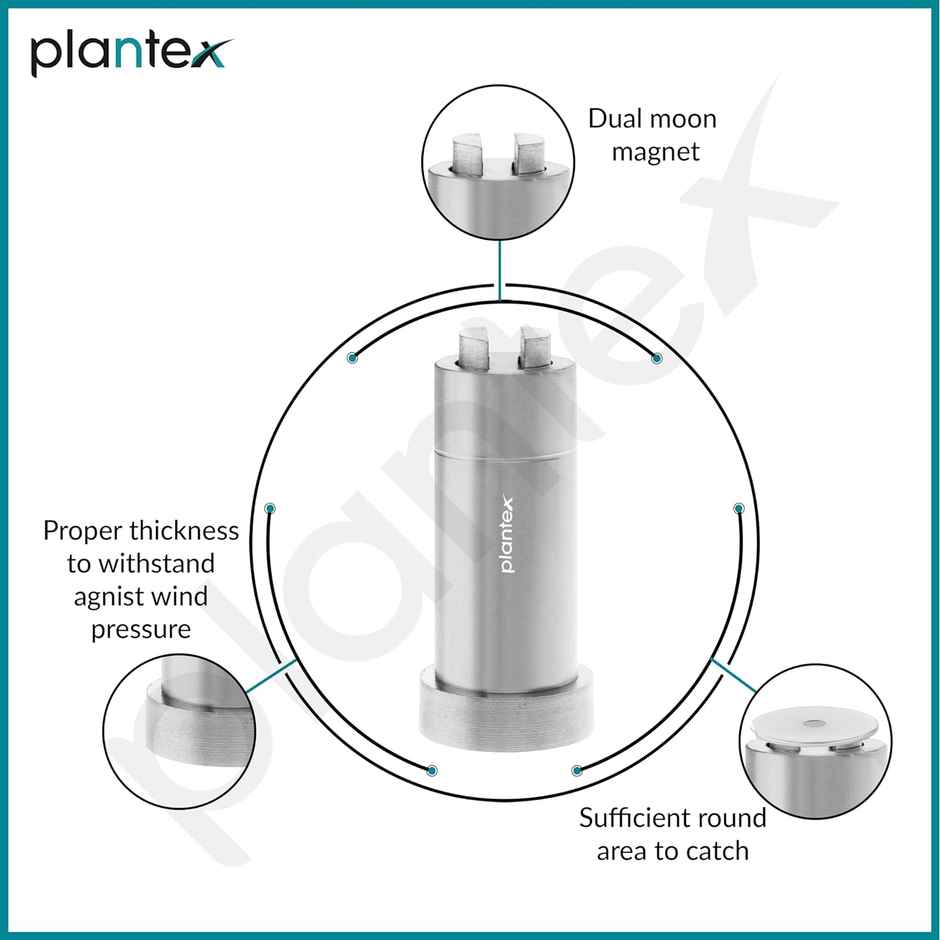 Plantex SS Wall-Mounted Magnetic Door Stopper (Matt, Pack of 1)