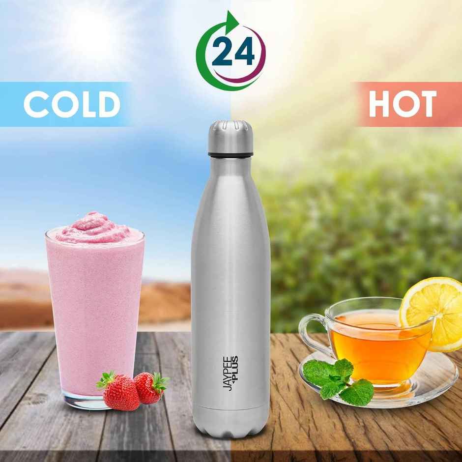 Jaypee Plus Alpha ISI Certified Stainless Steel Insulated Hot & Cold Water Bottle | Silver | 750 ml