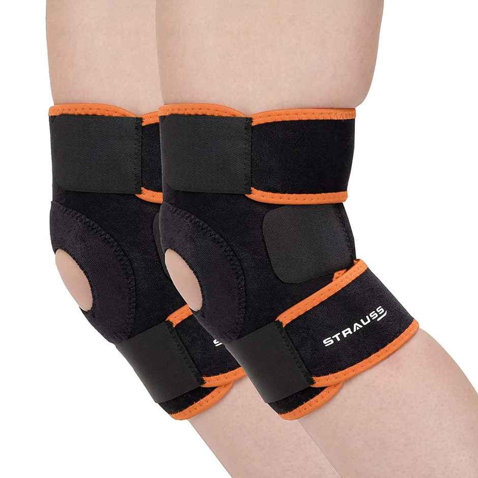 Strauss Adjustable Knee Support Patella | Pair | Black & Orange