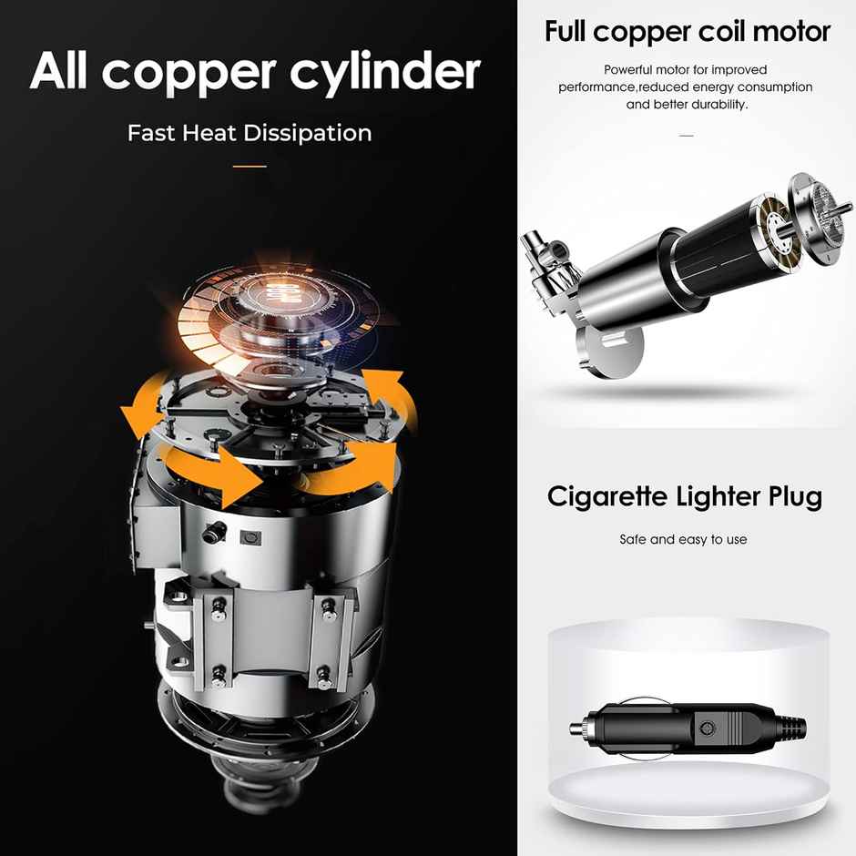 Autofy Sonic With Auto Cut Car Tyre Inflator 150Psi With Emergency Led | 120W-12V