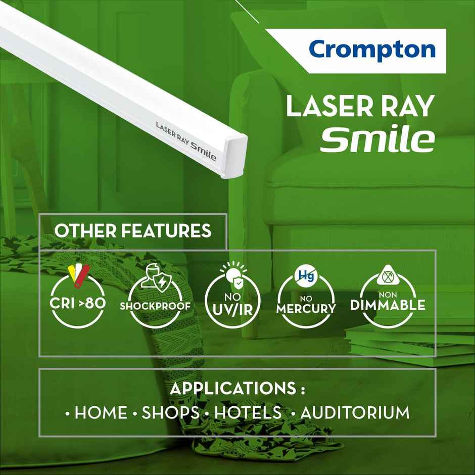 Crompton Laser Ray Smile 20W Led Batten | Energy Efficient Batten For Home | Cool Day Light 6500K