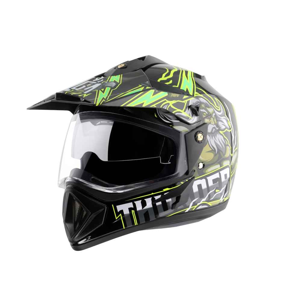 Vega Off Road D/V Thunder Lightweight Full Helmet- Black Green - M