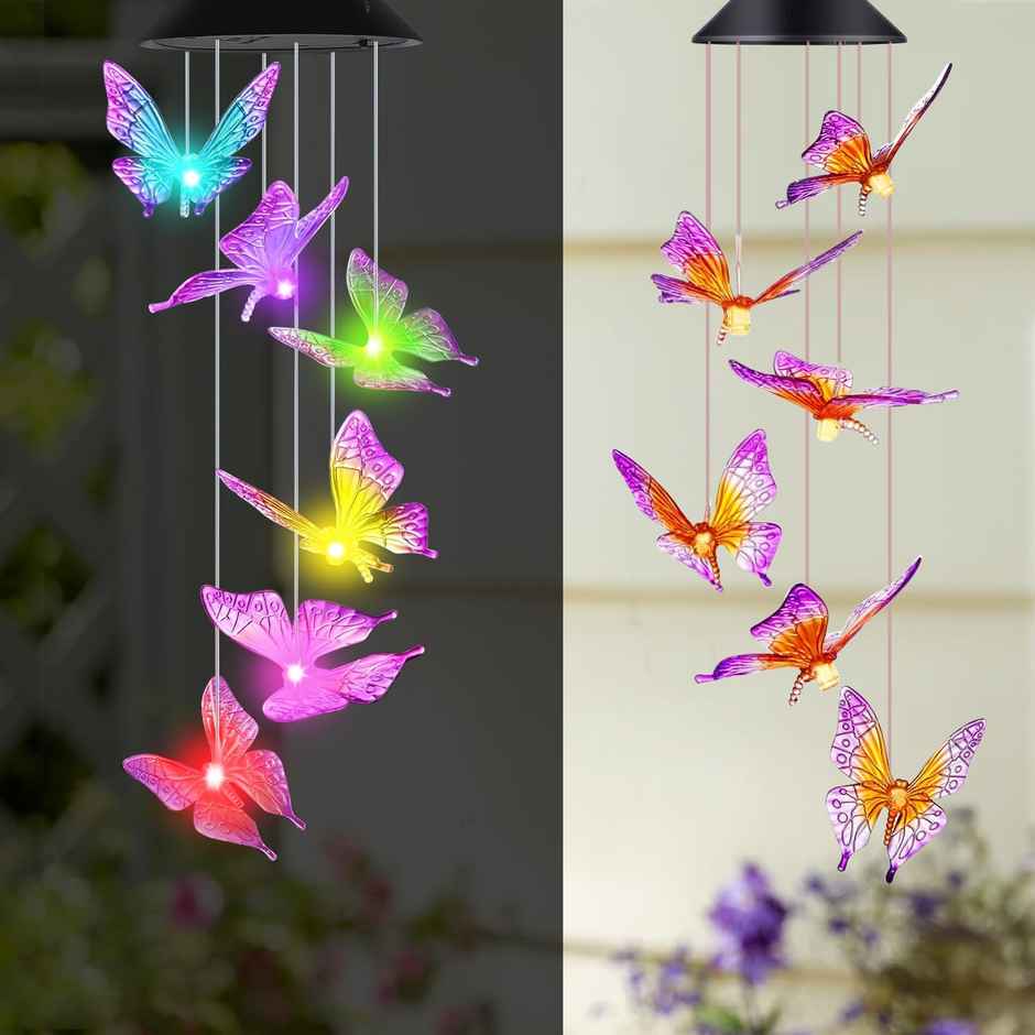 Ekhasa Solar Butterfly Wind Chimes | Solar Powered Windchime For Balcony, Outdoor & Garden