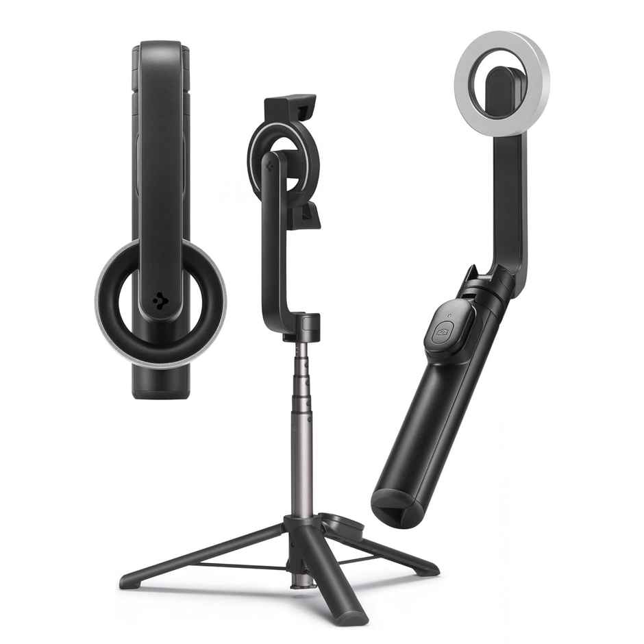 Spigen S572 Selfie Stick Tripod, Light Weight | Wireless Bluetooth Remote - Black