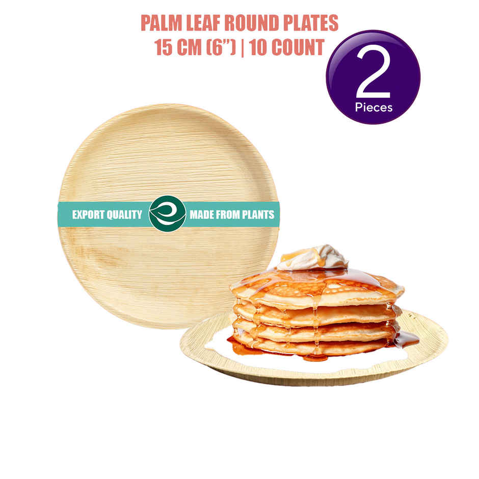 Eco Soul 6 Inch Round | 10 Count | Palm Leaf Plate Combo