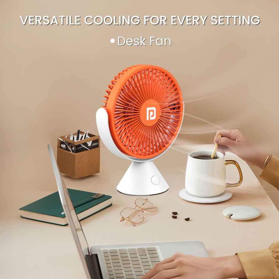Portronics Aero Breeze BLDC Rechargeable 178mm USB Portable Fan | 3 Speed mode | 4Hr Battery| White