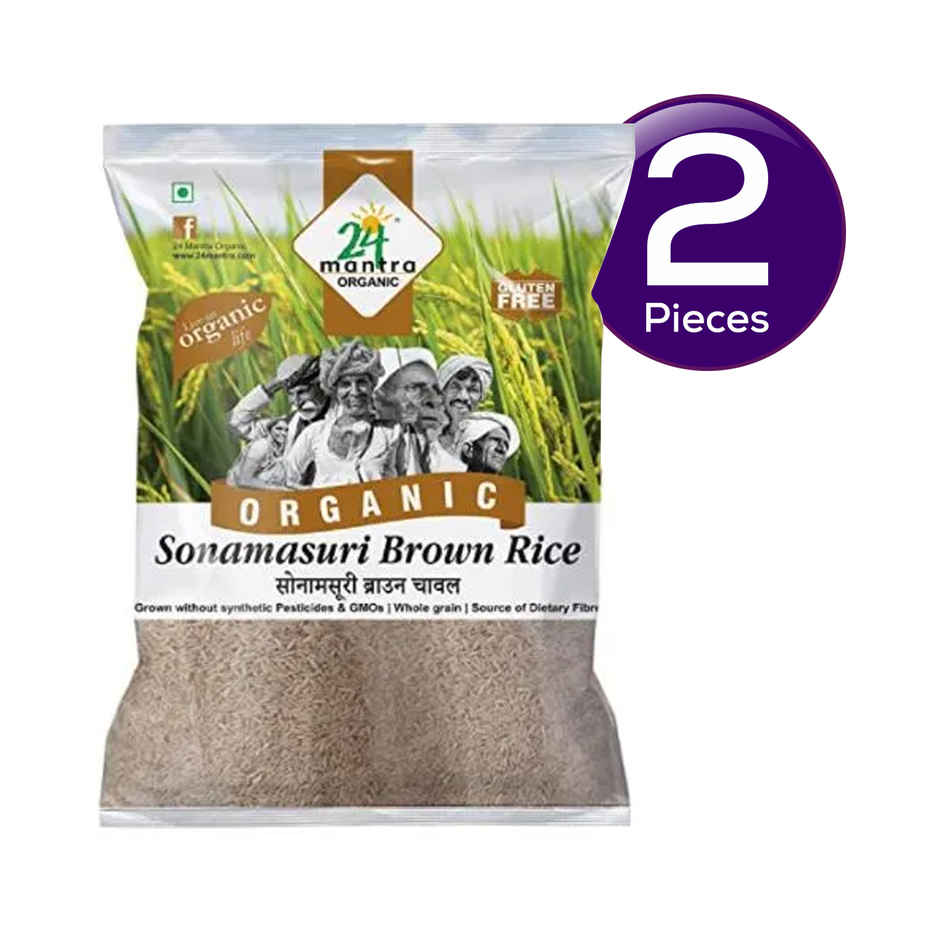 24 Mantra Organic Sona Masoori Raw Rice Brown Combo