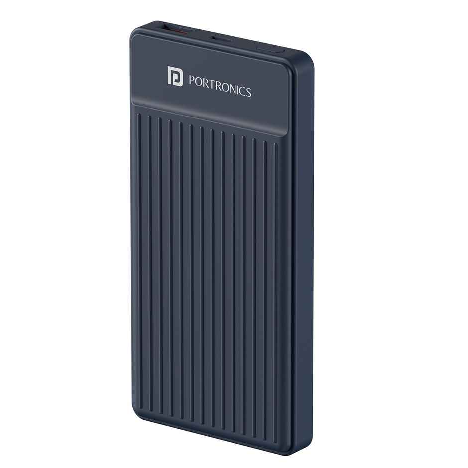 Portronics Luxcell B12 10,000mAh Ultra Slim Wired Power Bank with USB-A Output Port & Type C Input Port |12W Output |4-Layer Circuit Protection |BIS Certified |Type C Cable Included|Made in India - Dark Blue