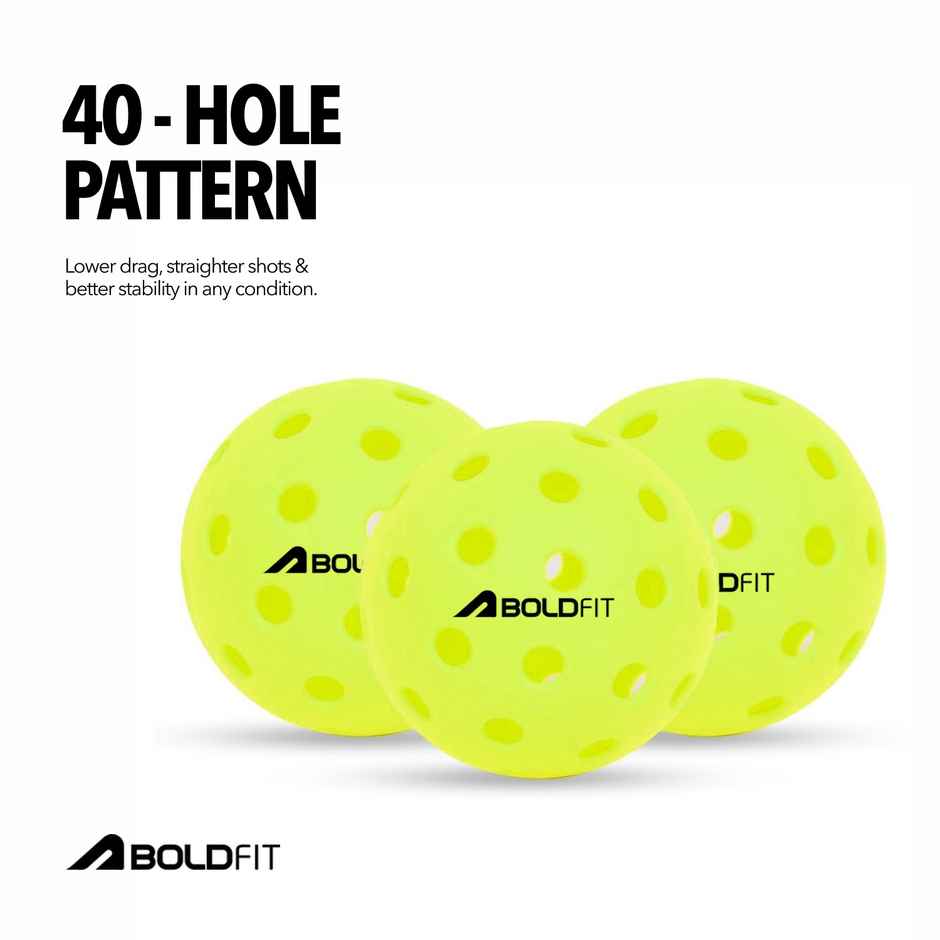 Boldfit Pickleball Outdoor Balls Set with Holes | Green
