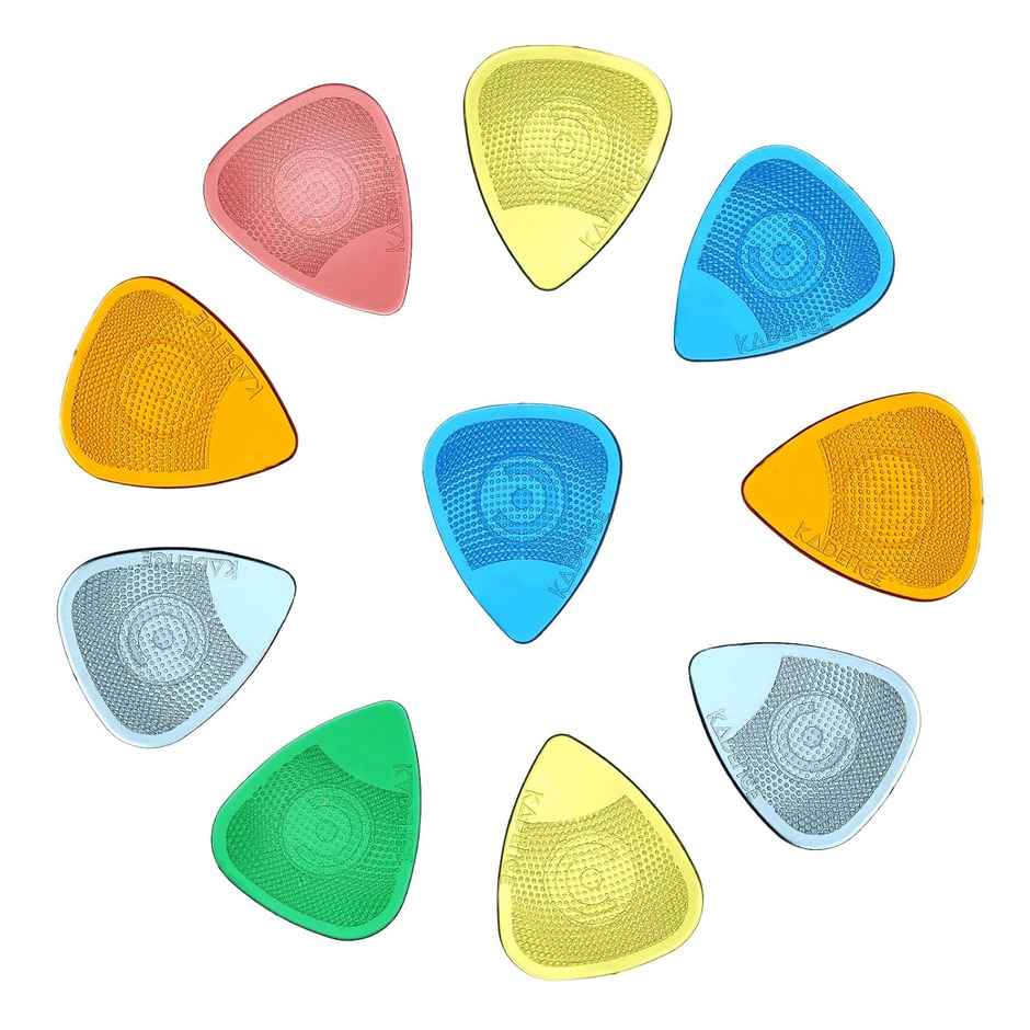 Kadence Guitar Picks Set of 10 with Anti-Slip Grip, Mixed Thickness 0.48 to 0.99mm