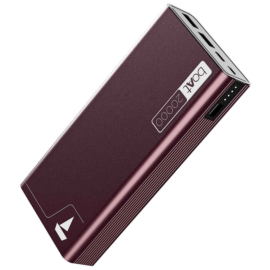boAt (PB400) 20000 mAh Wired Power Bank w/ 2-Way 22.5W Fast Charging & Smart Power Managemen - Burgundy