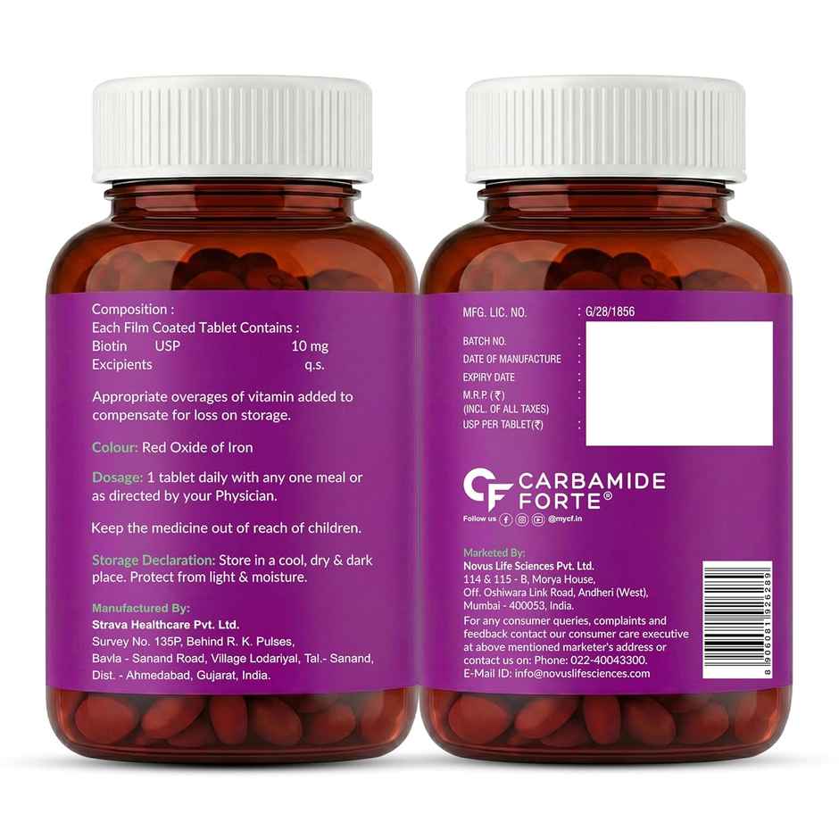 Carbamide Forte Biotinova Biotin Tablets for Hair Growth- 90 Tablets