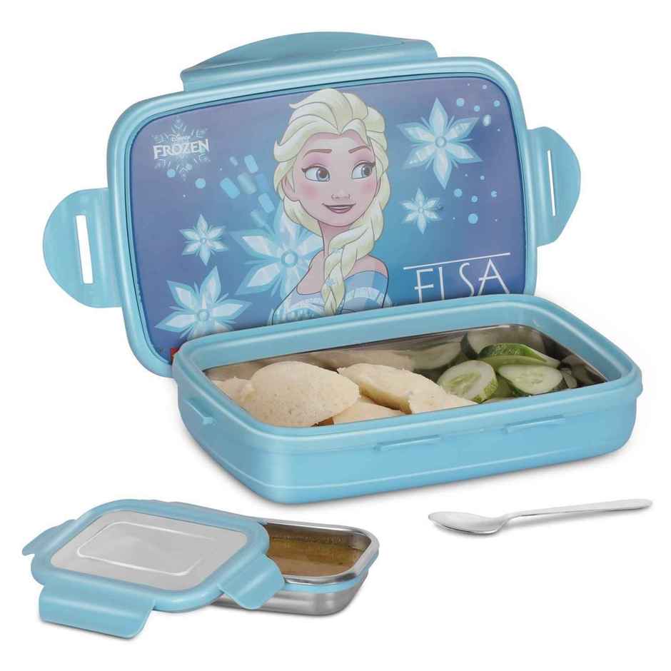 Jaypee Steeltek Sr Insulated Airtight Lunch Box Elsa Print for School Kids, Firozi Blue, 600ml