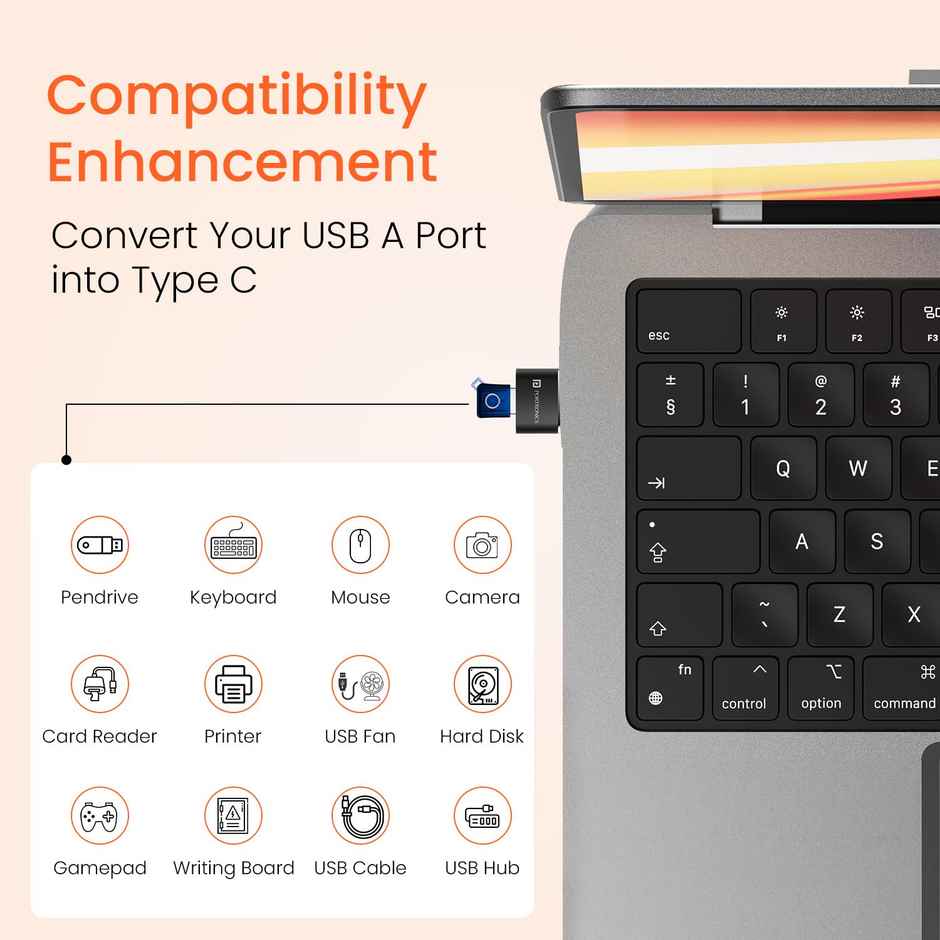 Portronics Bridge X USB 3.0 Type C Female to USB Male OTG Adapter, 5Gbps High Speed Data Transfer, Fast Charging, Compatible with Laptops, Tablets, Smartphone, Chargers and More Devices - Black