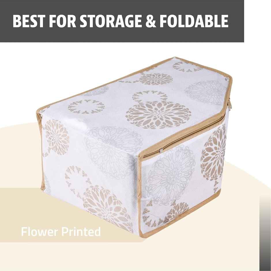 Kuber Industries Pack of 3 Gola-Print Blouse Cover With Zipper | Side Transparent Blouse Bag|White