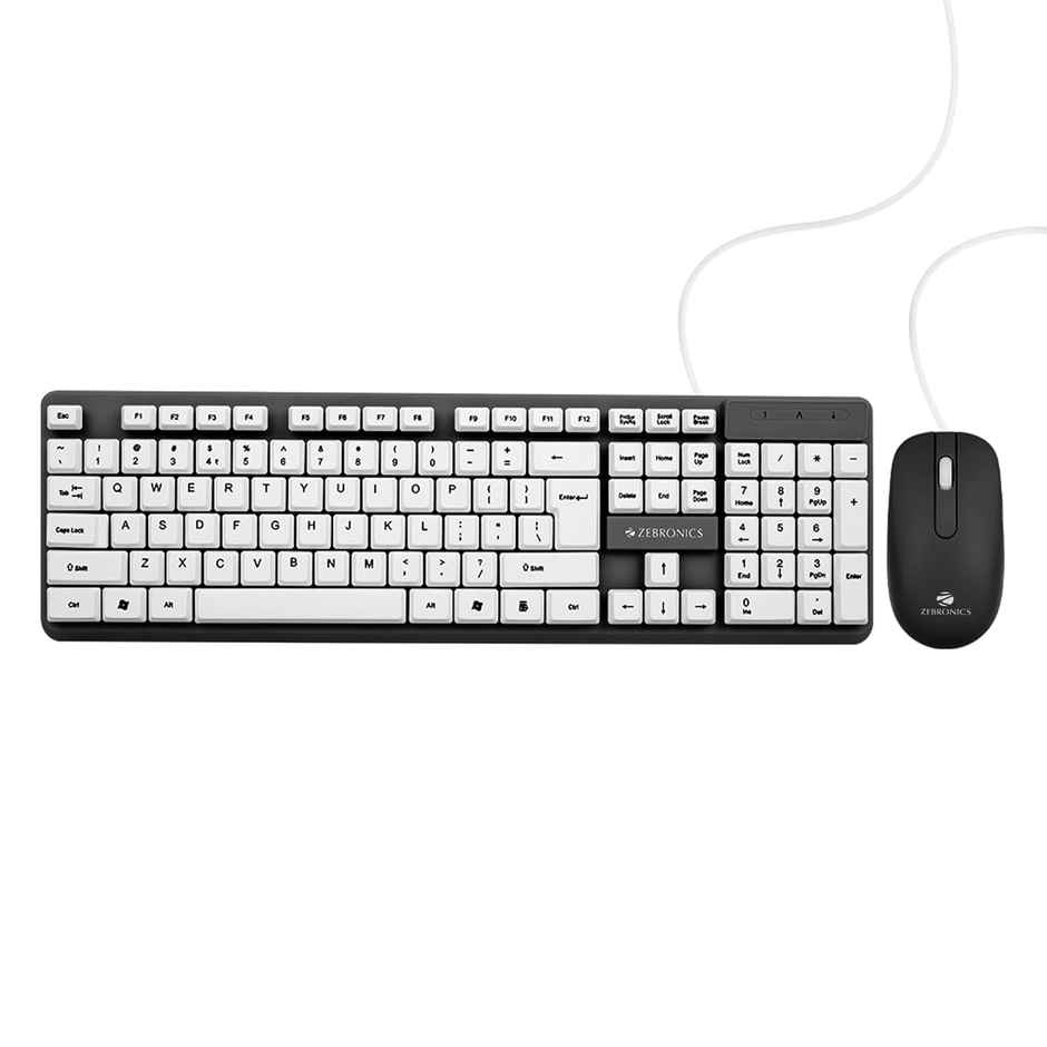 Zebronics Judwaa 541 Usb Keyboard and Mouse Combo for Computers & Laptops | 1200 Dpi | Black+white