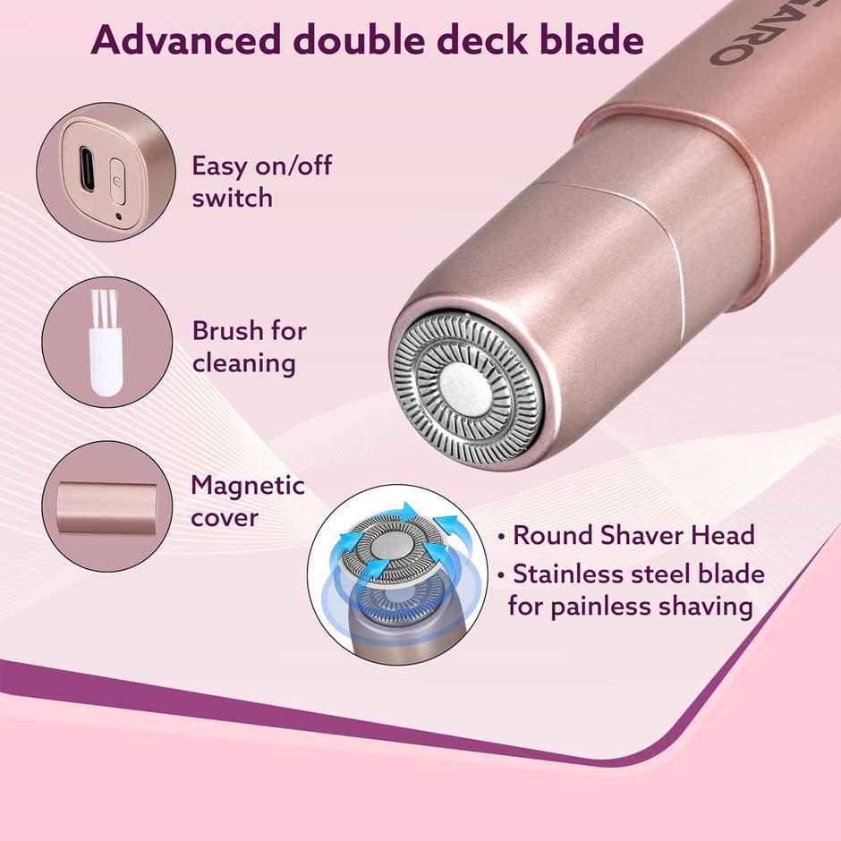 Agaro Facial Hair Remover, Cordless & Painless Hair Remover With Hypoallergenic Blade, Rechargeable