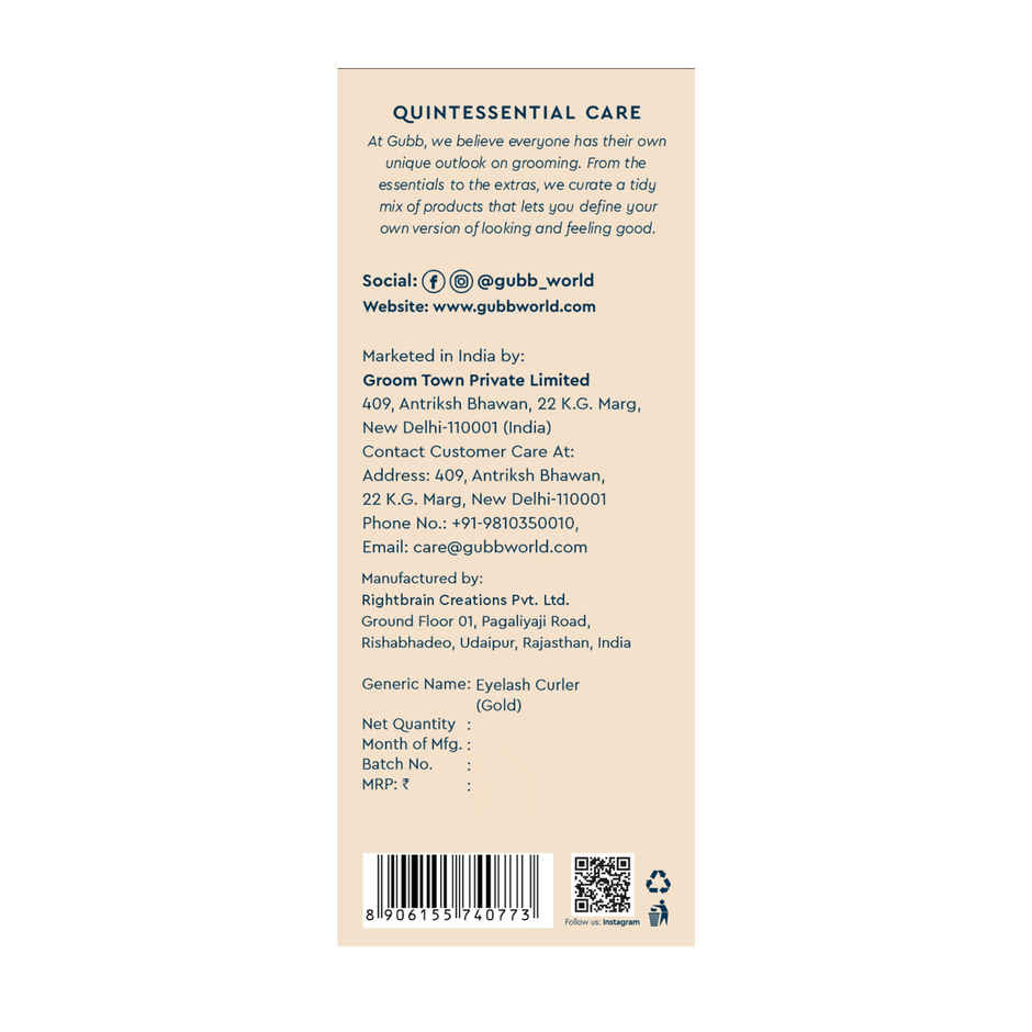 GUBB Eye Lash Curler | Gold