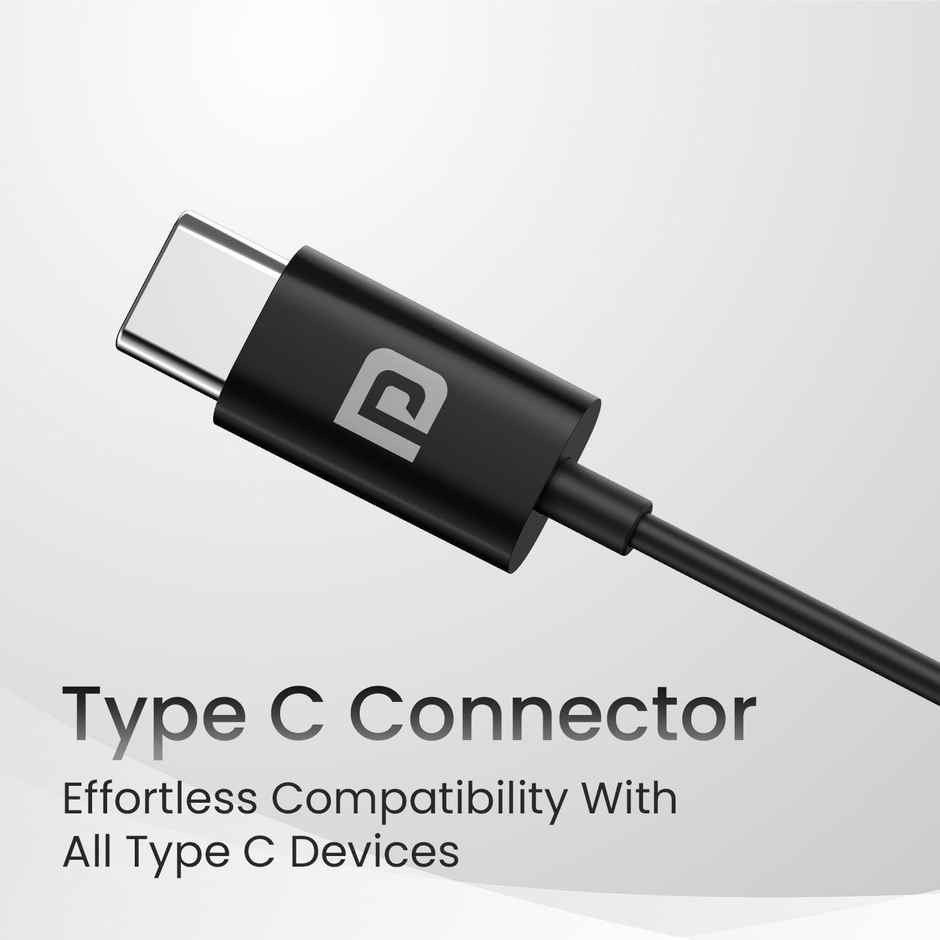 Portronics Conch Theta C in Ear Type C Wired Earphones with in Line HD Mic, Powerful Audio(Black)