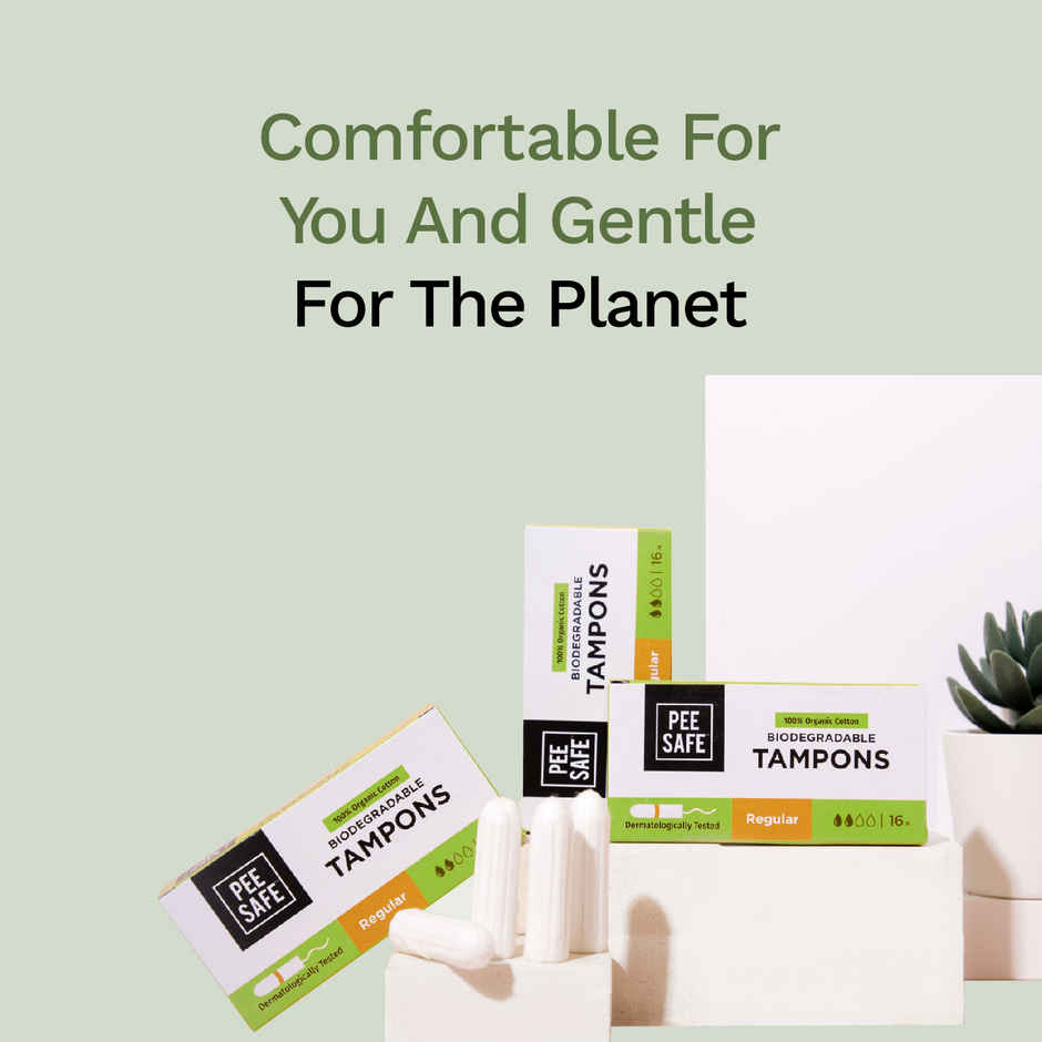 Pee Safe Tampon Regular(16pc) & Peesafe Pantyliners Aloevera Infused (50pc) Combo