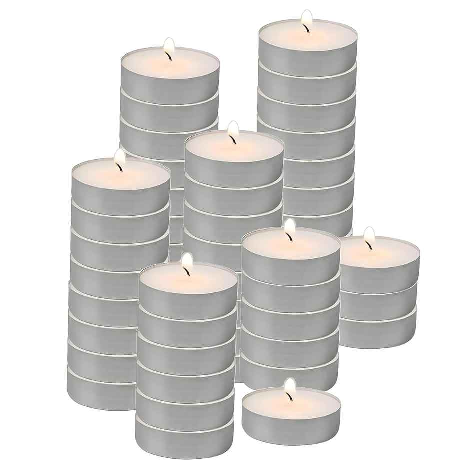 Daluci Tea Light Candles 6G | Pack Of 50 | 1-Hour Burn Time | White | Unscented