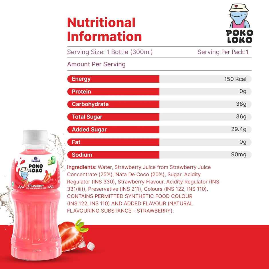 Sapphire Poko Loko Strawberry Nata Drink