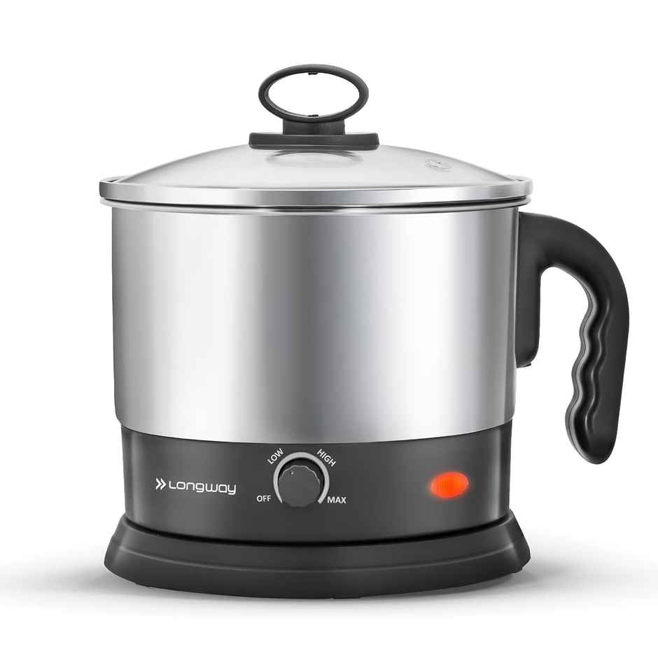 Longway Handy 1.5 Ltr Multi-Cooker Electric Kettle with Stainless Steel Body(Black & Silver,600Watt