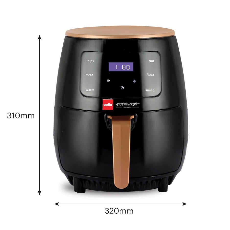 Cello Smart Digital Air Fryer 1400W, 4.5 Liter | Uses Up To 90% Less Fat | Smart Touch Panel |Black