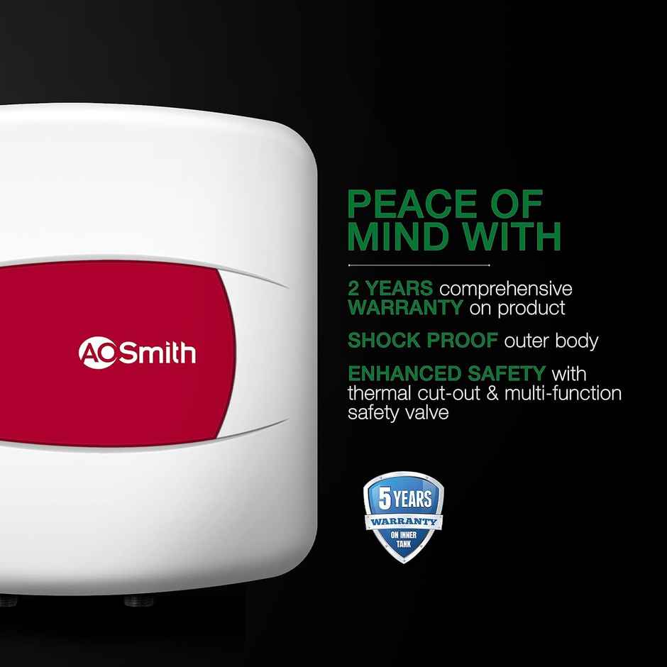 AO Smith HSE-SHS-010 Storage 10 Litre Vertical Water Heater (Geyser)