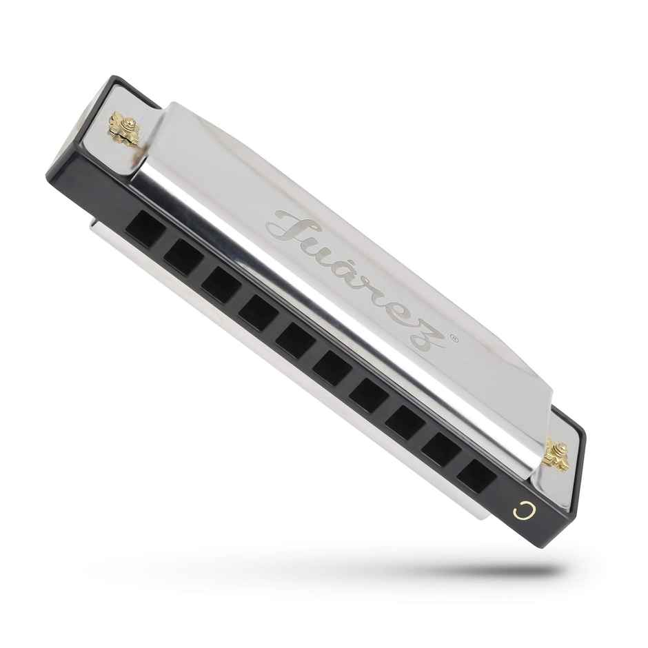 Juarez Jrz10Hm Key C Diatonic Blues Harmonica 10 Hole 20 Tones Case, Kids & Professionals, Silver