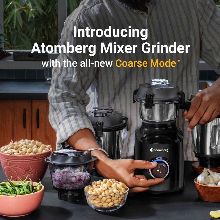 Atomberg Zenova Mixer Grinder With Chopper | 550 W | 4 Jars - Black