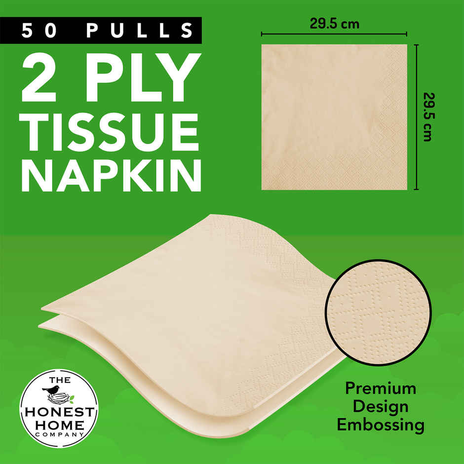 The Honest Home Company Bamboosa 2 Ply Napkin Tissue - 50 Pulls - Brown