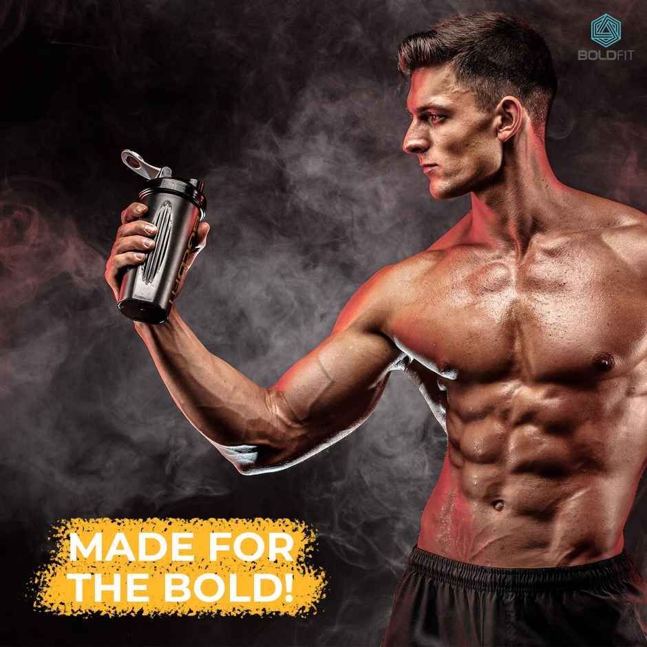 Boldfit Bold Gym Shaker Bottle For Protein Shake 100% Leakproof 700Ml Black