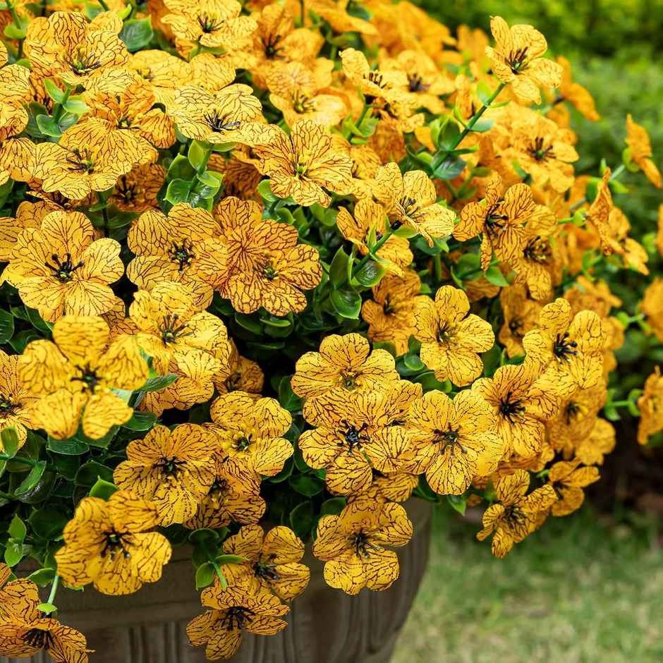 TIED RIBBONS Artificial Eucalyptus Flower Bunch | Yellow - 14.1 in