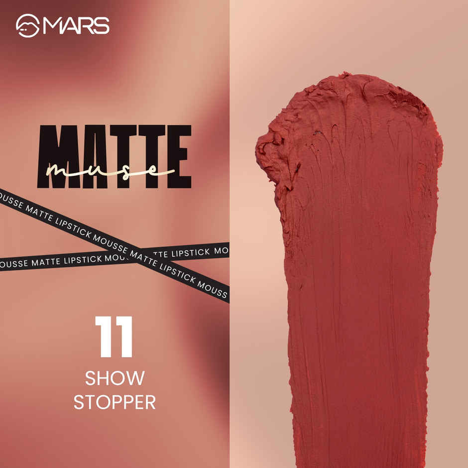 MARS Cosmetics Matte Muse Mousse Lipstick | 3 ml | 11-SHOW STOPPER with Doe-Foot Applicator